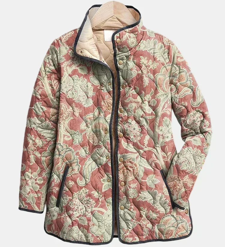 Pauline | Gesteppte Jacke mit Terrakotta-Karo – Terrakotta-Karo